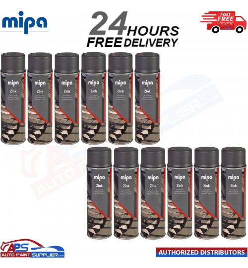 12x MIPA ZINC Spray Grey Corrosion Protection Primer Car Paint Aerosol - 400ml