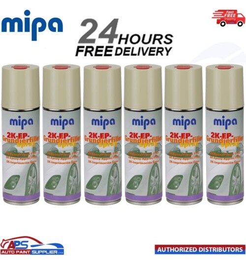 6x MIPA 2K EP Spray BEIGE 2K Epoxy Primer Filler Grundierfiller 400ml Hardener