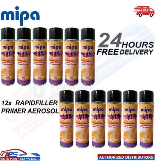 12x MIPA RAPIDFILLER PRIMER HIGH BUILD SELF ETCHING AEROSOL - 400ML