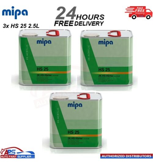 3x MIPA HS 25 NORMAL HIGH SOLID HARDENER 2.5LTR - FAST DELIVERY