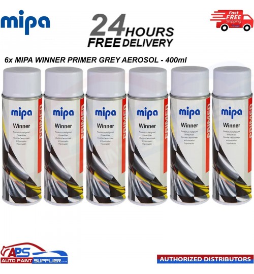 6x MIPA MAWPG WINNER PRIMER GREY - SPRAY PAINT AEROSOL 400ML