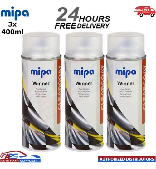 3x MIPA WINNER SERIES MATT 400ML CLEARCOAT PAINT SPRAY AEROSOL