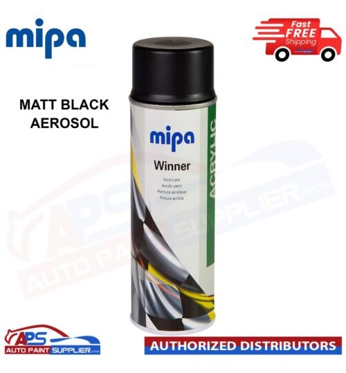 Mipa Winner Acrylic Spray Acrylic Paint Matt Black - 400ml Aerosol