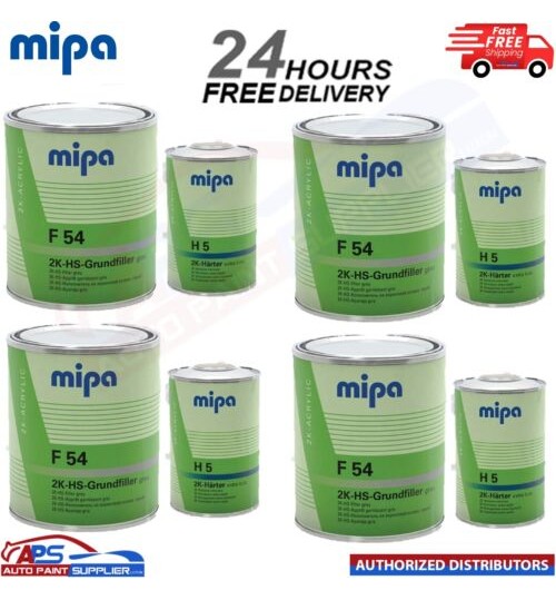 4x F54 Mipa 4-1 2K HS Grundfiller HIGH BUILD PRIMER W/ H5 HARDENER GREY- 5L KIT