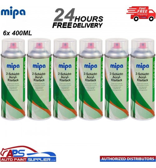 6x MIPA 2 Schicht Acryl Klarlack Aerosol 400ML - FAST DELIVERY