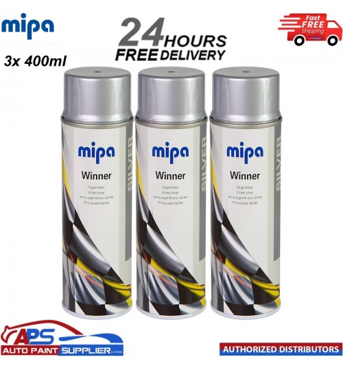 3x MIPA Winner Felgensilber Silver Rim Paint in Spraycan - 400ML