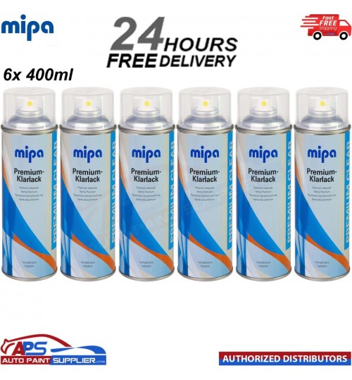 6x Mipa Premium Clearcoat Spray Aerosol 400ML - FAST DELIVERY