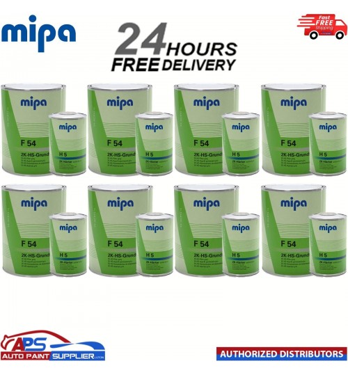 8x F54 Mipa 4-1 2K HS Grundfiller HIGH BUILD PRIMER W/ H5 HARDENER GREY- 5L KIT