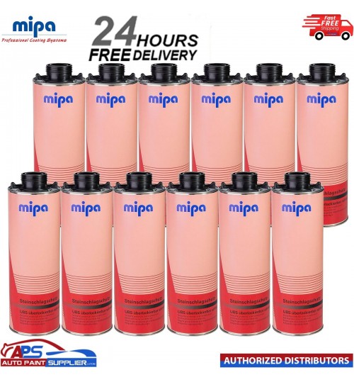 12x MIPA SUPER BLACK OVER PAINTABLE STONE CHIP 1L