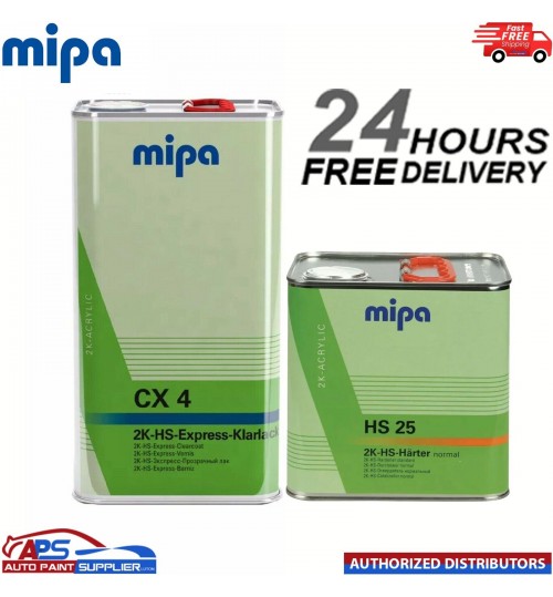 MIPA CX4 EXPRESS KLARLACK CLEARCOAT LACQUER WITH HS25 HARDENER-CX 4 - 7.5LTR KIT