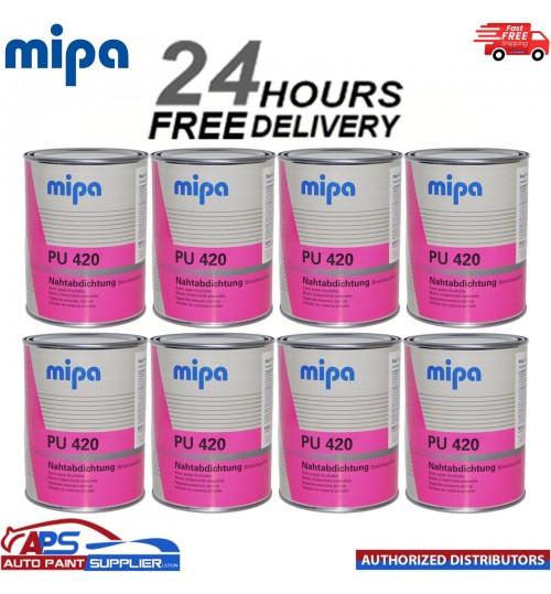 8x MIPA PU 420 Seam Sealer 1KG Tin Grey Brushable Polyurethane Adhesive Sealant