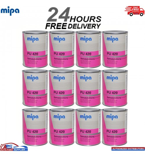 12x MIPA PU 420 Seam Sealer 1KG Tin Grey Brushable Polyurethane Adhesive Sealant