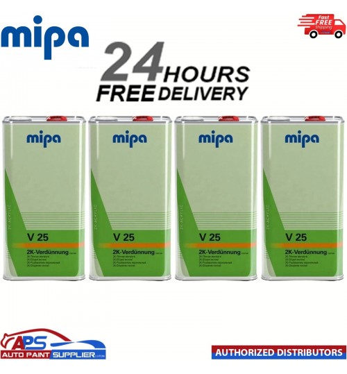 4x MIPA 271050000 V25 NORMAL 2K THINNER REDUCER 5LTR *NEXT DAY DELIVERY*