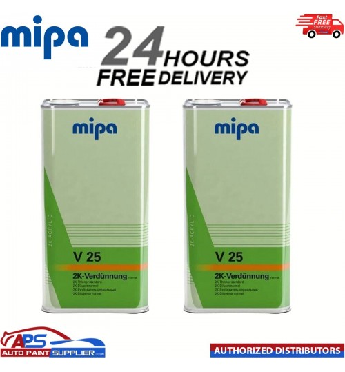 2x MIPA 271050000 V25 NORMAL 2K THINNER REDUCER 5LTR *NEXT DAY DELIVERY*