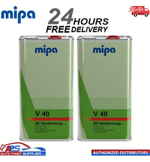 2x MIPA 271250000 V40 SLOW 2K THINNER REDUCER 5LTR
