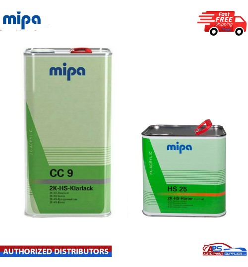 MIPA CC9 HS KLARLACK CLEARCOAT LACQUER WITH HS25 NORMAL HARDENER - 7.5LTR KIT