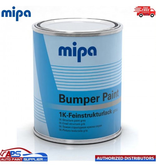 MIPA 1K Grey Bumper Paint 1L Textured Coating Fast Drying Easy Application