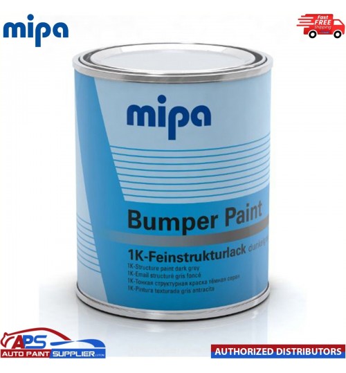 MIPA 1K Dark Grey Bumper Paint 1L Textured Coating Fast Drying Easy Application