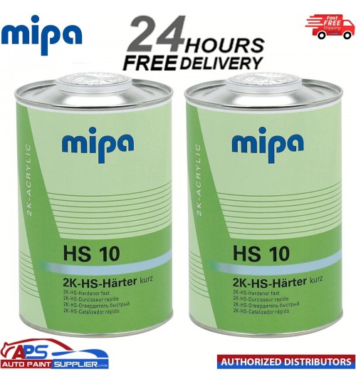 2 x MIPA HS10 2K HIGH SOLID FAST HARDENER 1LTR - OC, ACRY FILLER, TOPCOAT, PUR