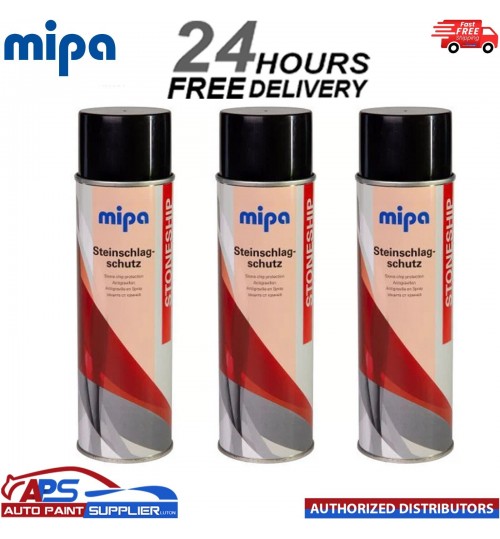 3x MIPA BLACK STONE CHIP Aerosol 500ml Car Spray All Round Protection