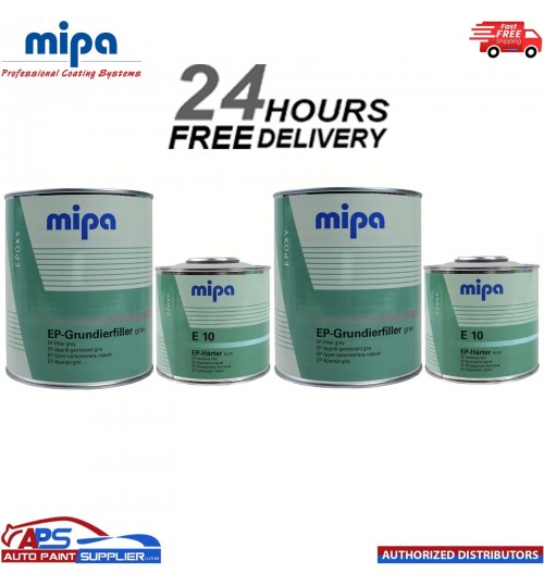 2 x MIPA EP EPOXY PRIMER Grundierfiller 2K GREY + EP FAST HARDENER E10 - 3L KIT