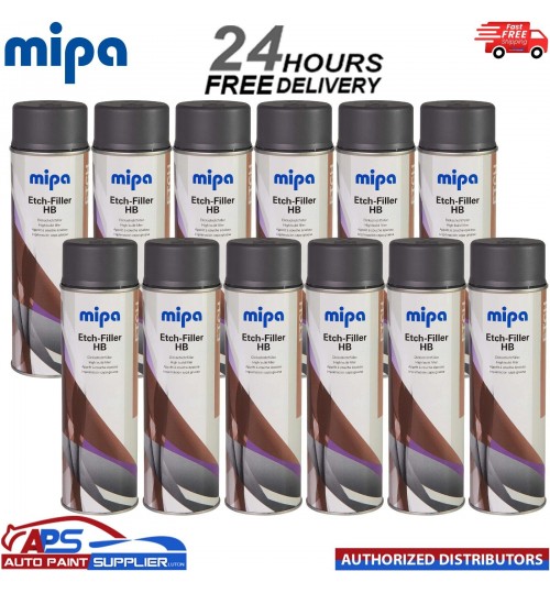 12x MIPA Etch-Filler HB Dark Grey Aerosol Spray – 500ML