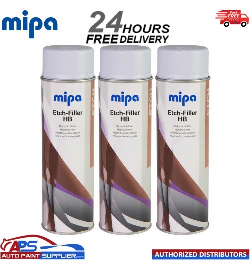 3x MIPA Etch-Filler HB Light Grey Aerosol Spray – 500ML