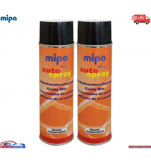 2x Mipa Brown Cavity Wax Body Protection Spray Aerosol - 500ml