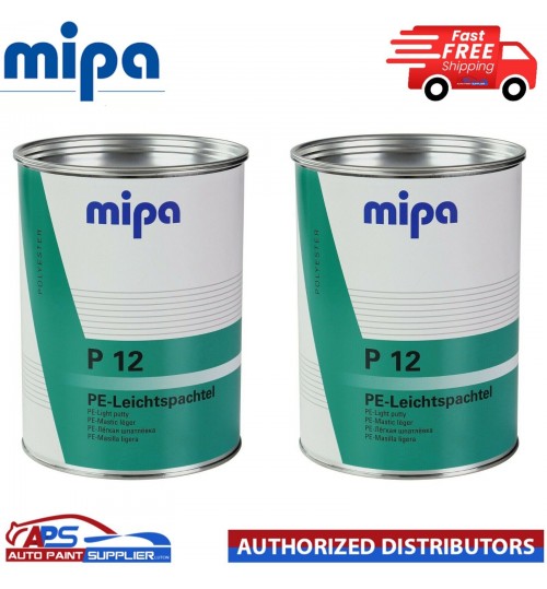 MIPA P12- 2X- LIGHT PUTTY WITH HARDENER 3L - FINE EASY SAND CAR BODY FILLER