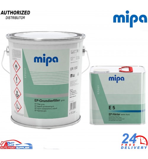 MIPA EP-Grundierfiller EPOXY PRIMER 2k 5L +E5 EXTRA FAST HARDENER 7.5L KIT GREY