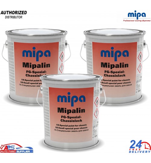 3x MIPA Mipaline RAL 9005 1K Black Chassis Paint 5Ltr – Strong Protective Coat
