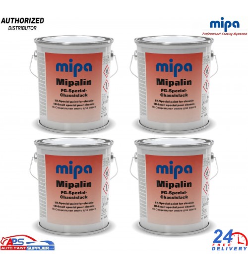 4x MIPA Mipaline RAL 9005 1K Black Chassis Paint 5Ltr – Strong Protective Coat