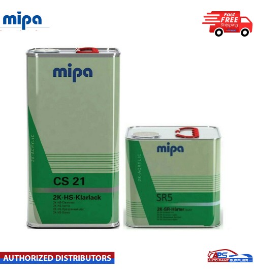 MIPA CS21 2K HS ACRYLIC CLEAR COAT LACQUER 5L + SR5 EXTRA FAST HARDENER 2.5L
