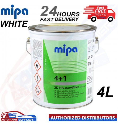 MIPA 4+1 ACRY FILLER HIGH BUILD 2K PRIMER 4L - WHITE - FAST DELIVERY