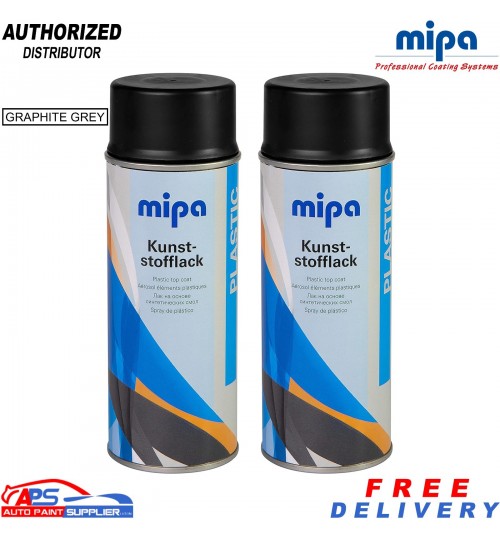 2x Mipa Graphite Grey Bumper Spray Paint Aerosol 400ml Auto Plastic Coating