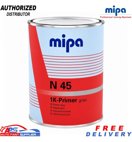 MIPA N45 1K Cellulose Primer Grey 1 Litre High Build Automotive Primer