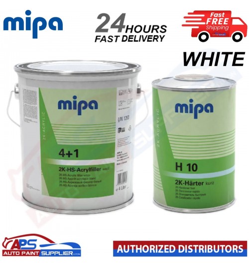 MIPA 4 + 1 ACRYFILLER HIGH BUILD PRIMER WHITE 4LTR + H10 1LTR - FAST DELIVERY