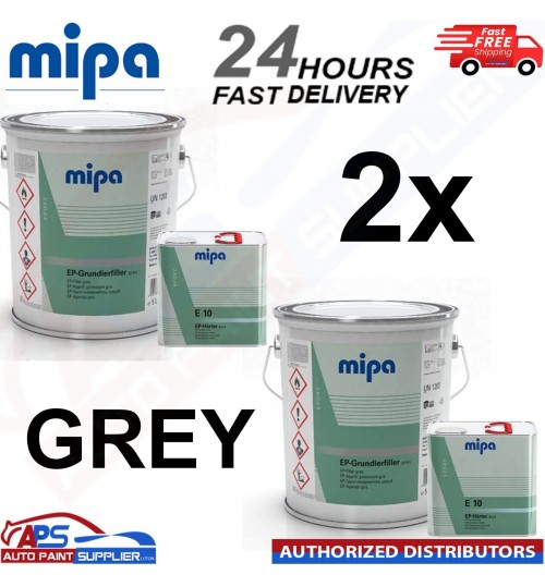 2X MIPA EP Grundierfiller 2K EPOXY PRIMER WITH E10 HARDENER - 15LTR KIT - GREY