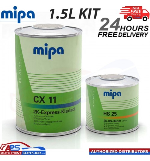 MIPA CX11 EXPRESS KLARLACK CLEARCOAT LACQUER + HS25 HARDENER - 1.5LTR KIT