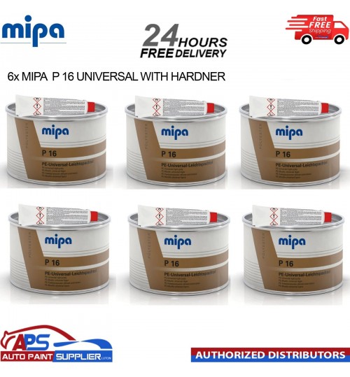 6x MIPA P16 PE UNIVERSAL LEICHTSPACHTEL LIGHT WITH HARDENER FINE CAR BODY FILLER