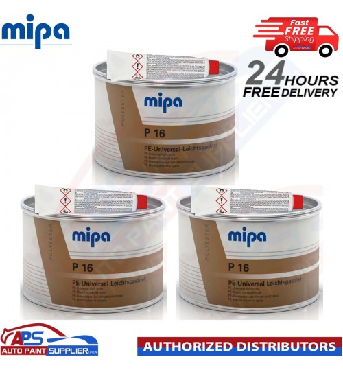 3x MIPA P16 PE UNIVERSAL LEICHTSPACHTEL LIGHT WITH HARDENER FINE CAR BODY FILLER