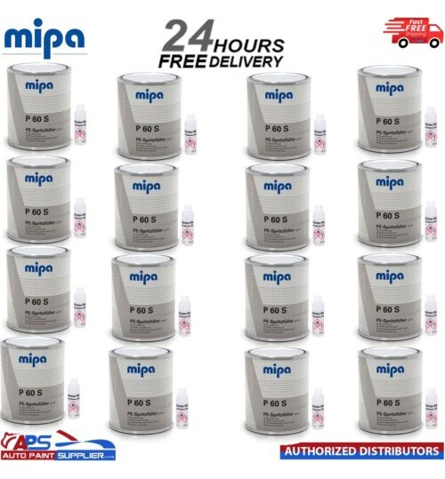 12x MIPA P60 S 2K Polyester Spray Filler w/hardener 1 LTR KIT