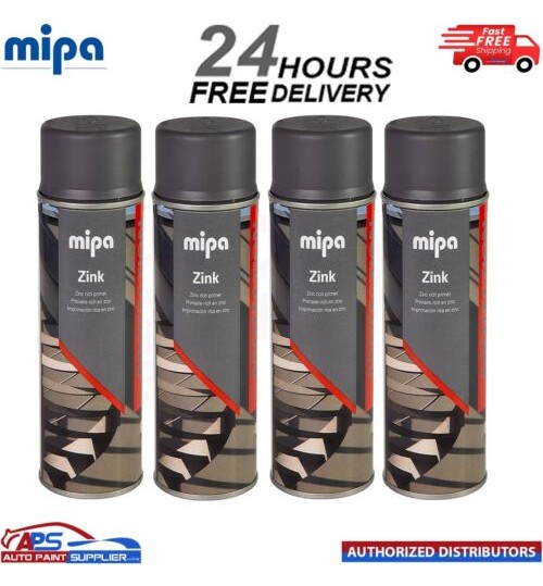 4x MIPA ZINC Spray Grey Corrosion Protection Primer Car Paint Aerosol - 400ml
