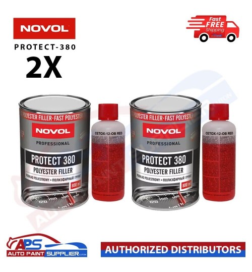 2X NOVOL PROTECT 380 POLYESTER SPRAY FILLER PRIMER KIT WITH HARDENER 0.8LTR