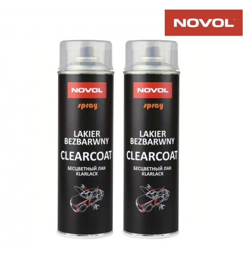 2 X NOVOL HIGH GLOSS 1K FAST DRYING CLEARCOAT SPRAY LACQUER AEROSOL 500ML