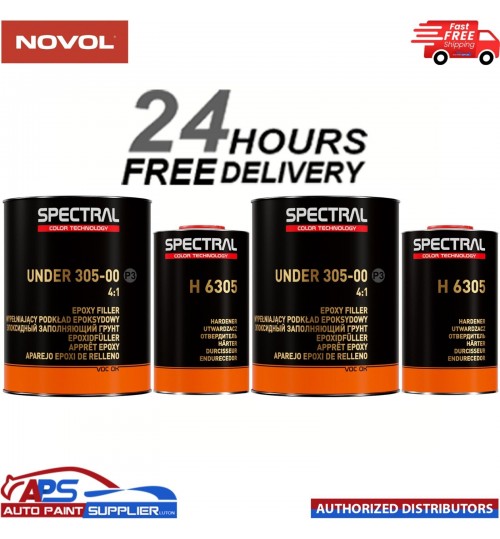 2 x Novol Spectral UNDER 305-00 P3 GREY EPOXY FILLER with H 6305 3.5L KIT