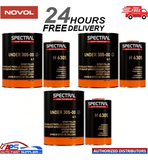 3 x Novol Spectral UNDER 305-00 P3 GREY EPOXY FILLER with H 6305 3.5L KIT