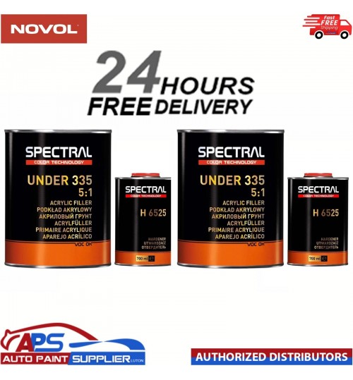 2x NOVOL SPECTRAL UNDER 335 5:1 ACRYLIC FILLER PRIMER & H6525 KIT 4.2L - P3 GREY