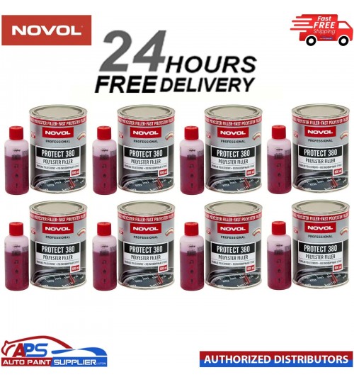8x NOVOL PROTECT 380 POLYESTER SPRAY FILLER PRIMER KIT WITH 0.8L HARDENER