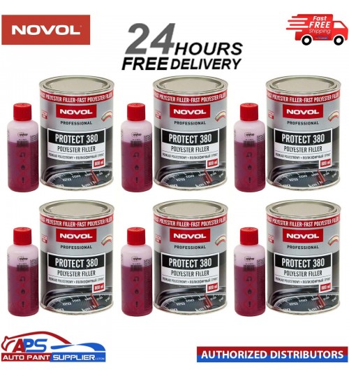 6x NOVOL PROTECT 380 POLYESTER SPRAY FILLER PRIMER KIT WITH 0.8L HARDENER